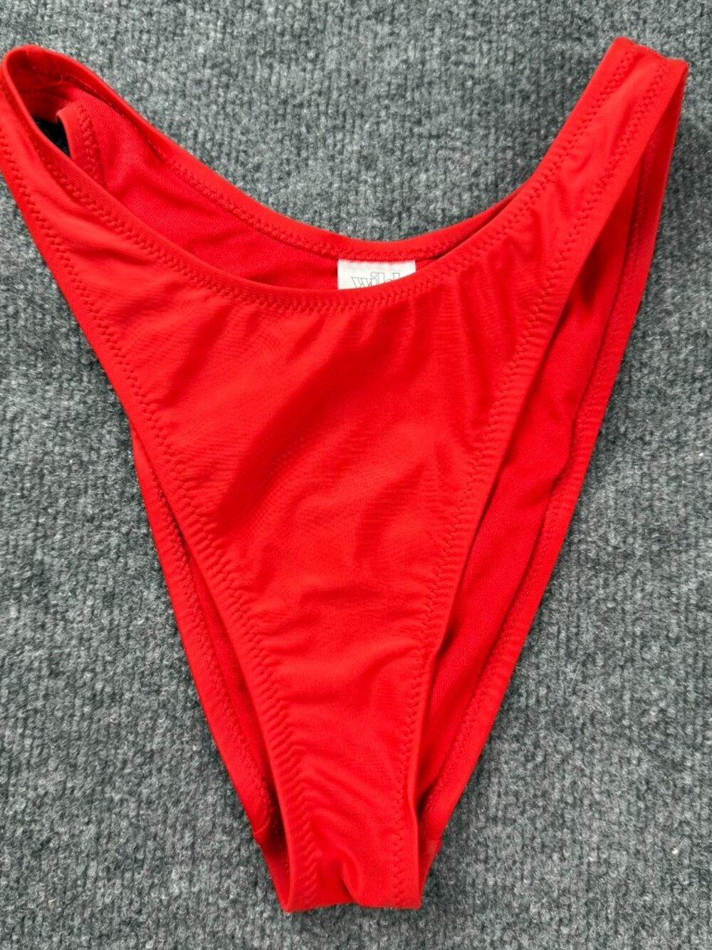 Wild Fable Women Red High Leg Cheeky Bikini Bottom Swimsuit Size S Solid Stretch